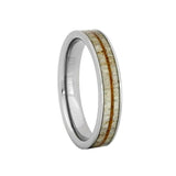 Antler and Koa wedding band for women in titanium. 4mm