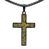 Crushed Opal - Living Peridot Reversible Stainless Steel Cross by Steel Revolt