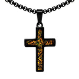 Crushed Opal - Living Citrine Reversible Stainless Steel Cross by Steel Revolt