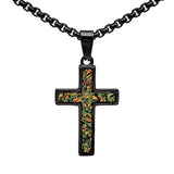Crushed Opal - Living Peridot Reversible Stainless Steel Cross by Steel Revolt