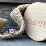 Antler - I Promise. Titanium engagement ring with Antler Inlay and CZ.