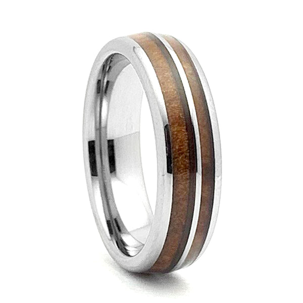 Top of the Barrel 6mm. Tennessee Whiskey wedding band with reclaimed wood from a genuine Jack Daniels whiskey barrel by Steel Revolt