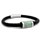 Leather Bracelet with a Crushed "Living" Diamond Opal Bead