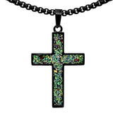 Crushed Opal - Living Alexandrite Reversible Stainless Steel Cross by Steel Revolt