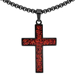 Crushed Opal - Living Ruby Reversible Stainless Steel Cross by Steel Revolt