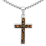 Crushed Opal - Living Citrine Reversible Stainless Steel Cross by Steel Revolt