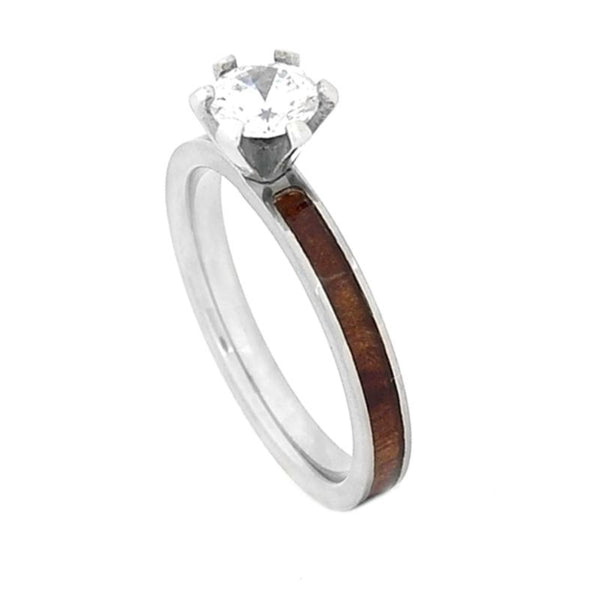 Women's 4mm Tennessee Whiskey Engagement ring "Whiskey - I Promise" made from Jack Daniels Barrel wood by Steel Revolt